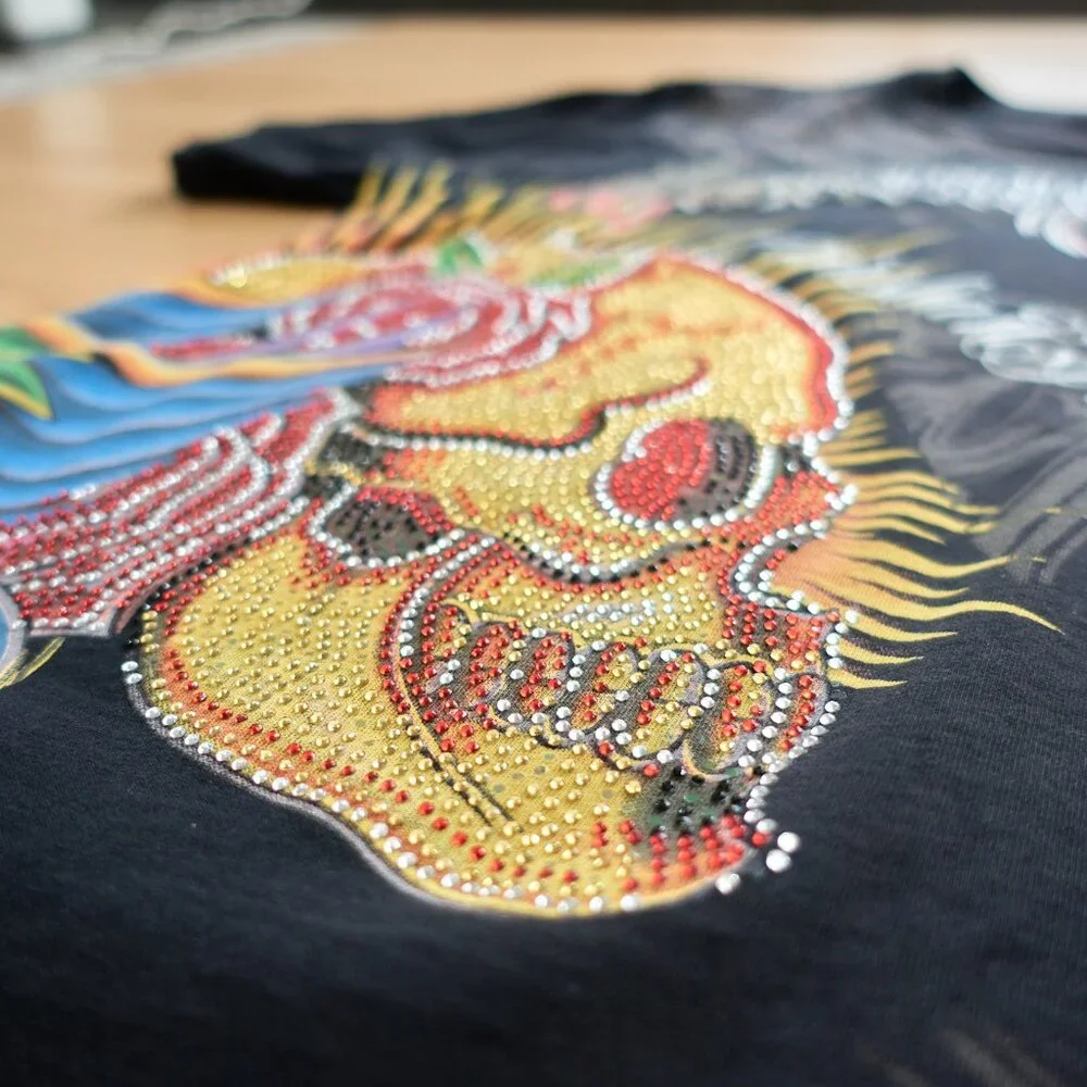 Christian Audigier T-Shirt / Skull Crown Money / Size M / Black / Made in - Picture 8 of 16